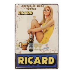 placca metallica vintage ricard pin up