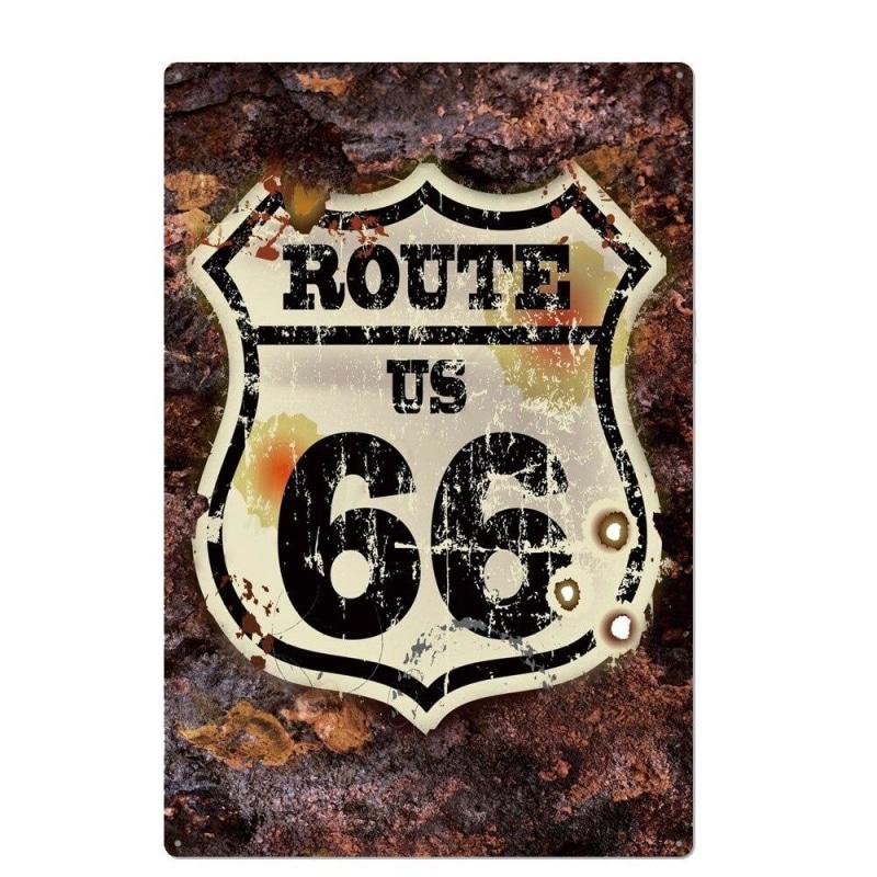 placca metallo vintage route 66 effetto ruggine placca metallo vintage route 66 effetto ruggine