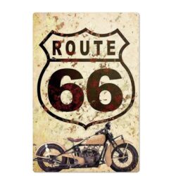 placca metallica vintage route 66 moto 1