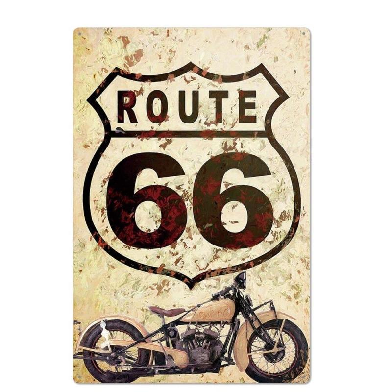 placca metallica vintage route 66 moto 1 placca metallica vintage route 66 moto 1