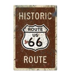 placca metallica vintage route 66 rossa