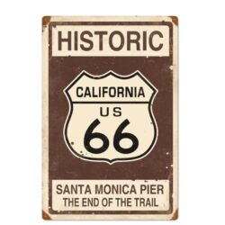 placca metallica vintage route 66 santa monica
