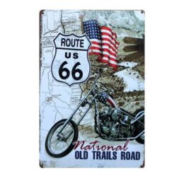 moto route 66 vintage con placca in metallo