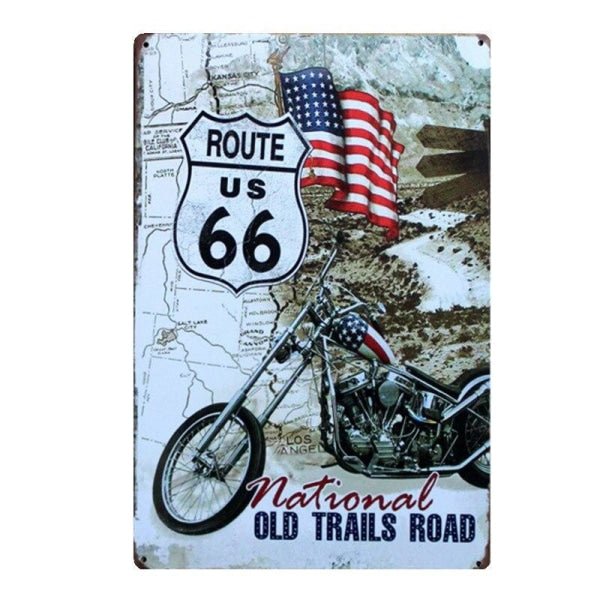 moto route 66 vintage con placca in metallo moto route 66 vintage con placca in metallo