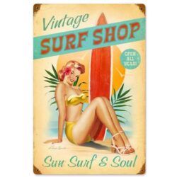 placca metallo surf vintage