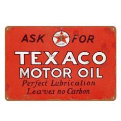 placca metallica vintage texaco motor oil rosso