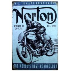 moto vintage placca metallica