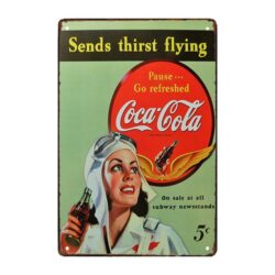 vecchia targa pubblicitaria della coca cola