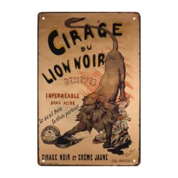 placca metallo vintage leone nero