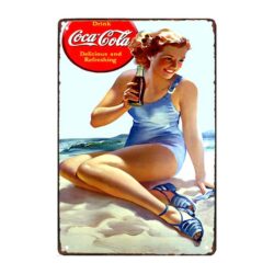 targa pubblicitaria in metallo coca