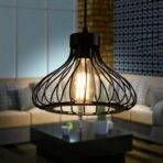 lampadario gabbia industriale