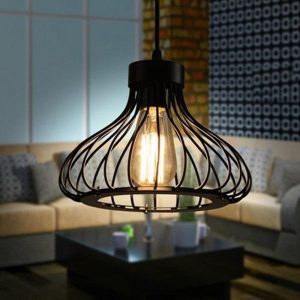 lampadario gabbia industriale