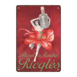 vecchia targa pubblicitaria ricqles alcol de menta