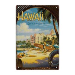 placca in metallo alluminio hawaii surf