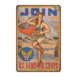 placca metallica vintage esercito pin up