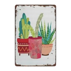 piastra metallo cactus terracotta