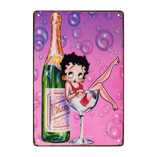 placca metallo champagne betty boop placca metallo champagne betty boop