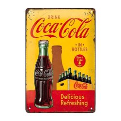 piastra metallica coca cola deliziosa bevanda rinfrescante