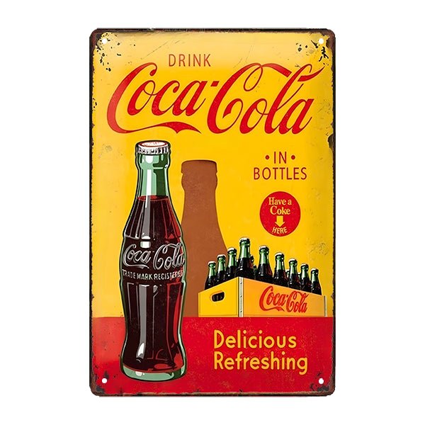piastra metallica coca cola deliziosa bevanda rinfrescante piastra metallica coca cola deliziosa bevanda rinfrescante