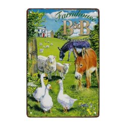 animali da fattoria vintage decorati con placca in metallo