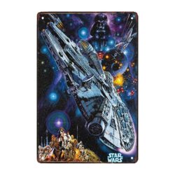 millenium falcon placca metallo