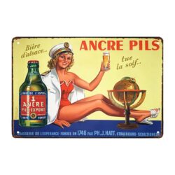 targa pubblicitaria con ancoraggio per birra