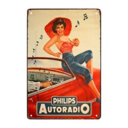 targa pubblicitaria vintage pin up
