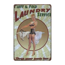 targa pubblicitaria vintage americana pin up