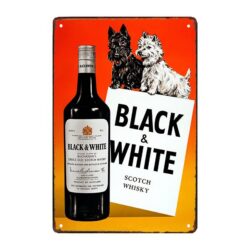 targa pubblicitaria di whisky in bianco e nero