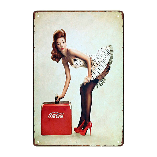 piastra decorativa in metallo pin up coca cola piastra decorativa in metallo pin up coca cola