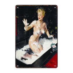 insegna in metallo pin up anni 50 per il bagno