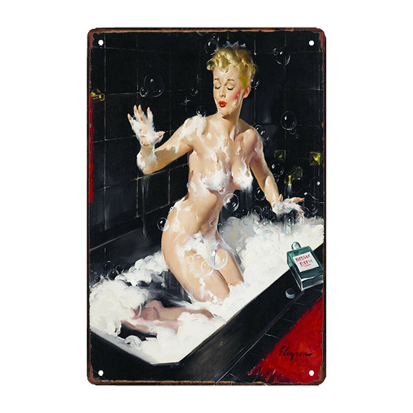 insegna in metallo pin up anni 50 per il bagno insegna in metallo pin up anni 50 per il bagno