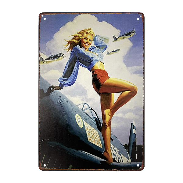 pin up piastra di metallo con aereo pin up piastra di metallo con aereo