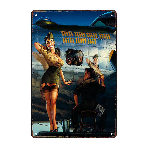pittura aeronautica pin up su piastra metallica pittura aeronautica pin up su piastra metallica