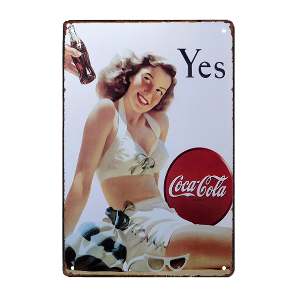 targa metallica pin up della coca cola targa metallica pin up della coca cola