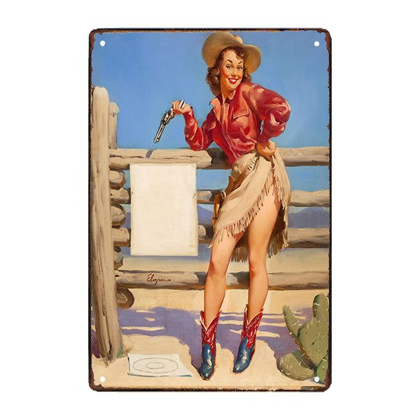 pin up cowgirl con piastra di metallo pin up cowgirl con piastra di metallo