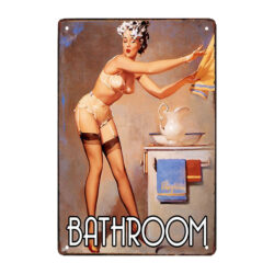 bagno con pin up in piastra metallica