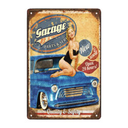 targa per auto in metallo pinup
