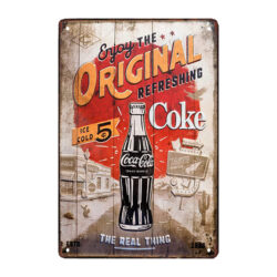 targa metallica pubblicitaria della coca cola