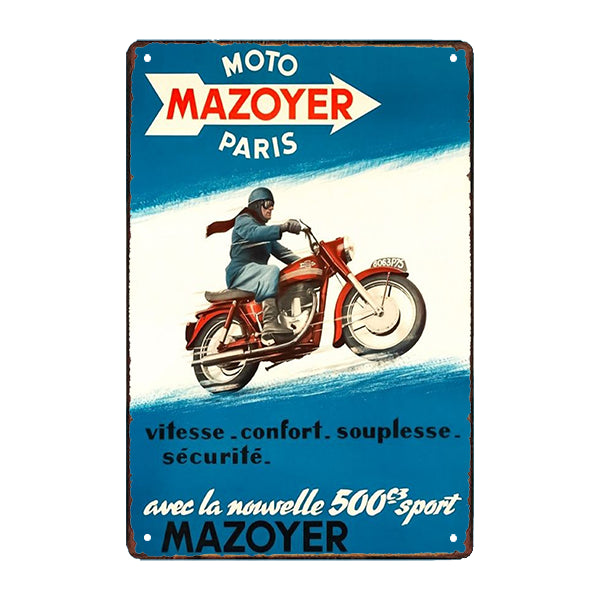 targa mazoyer pubblicitaria per motocicletta vintage in metallo targa mazoyer pubblicitaria per motocicletta vintage in metallo