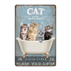 piatto da bagno vintage in metallo con gatti